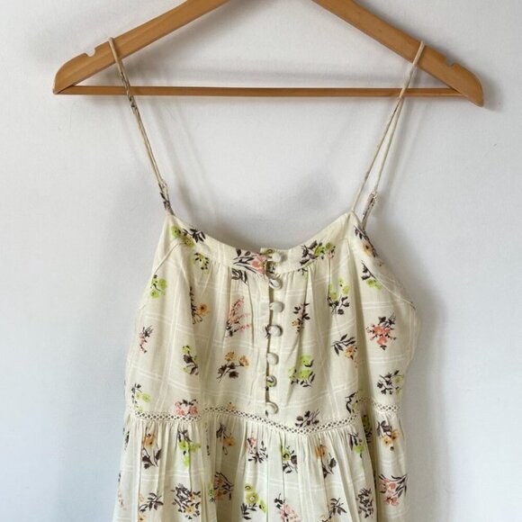 Urban Outfitters UO Honey Tiered Frock Mini Dress Cream Floral Size Small - Picture 6 of 10